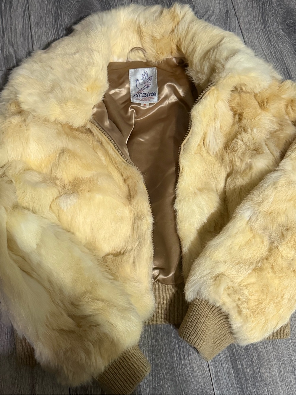 Kids Cream Fur Bomber Jacket